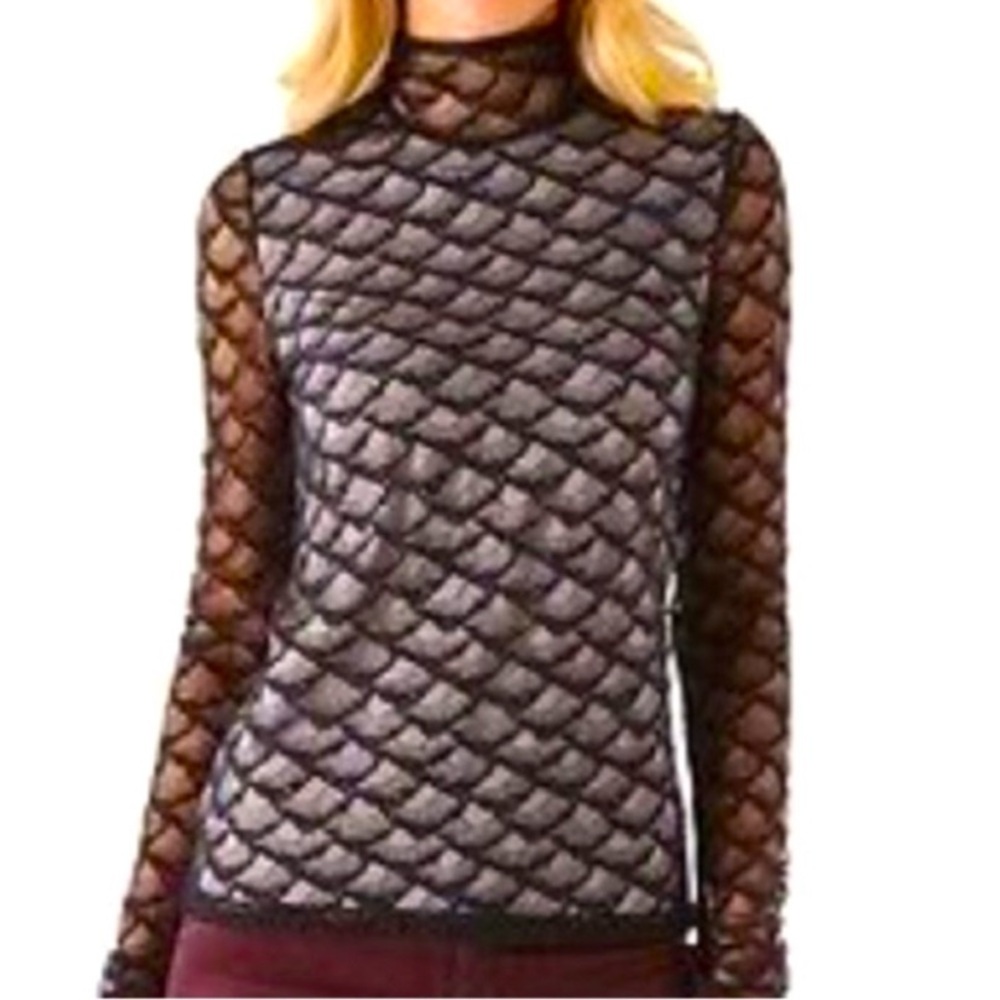 Diane Von Furstenberg Surya High Neck Lace Top Size 4